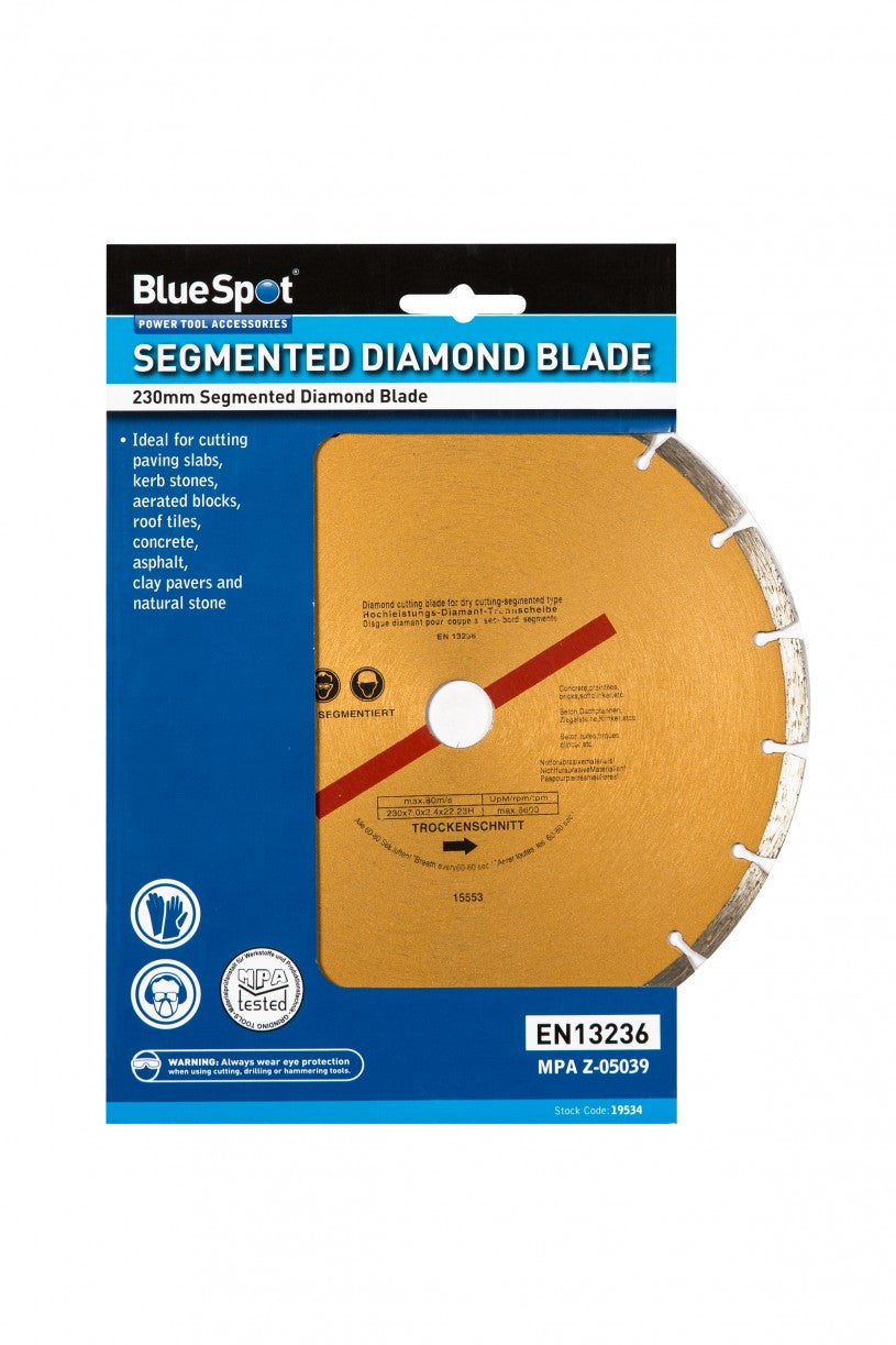 BlueSpot 230mm (9") Segmented Gold Diamond Dry Cutting Disc