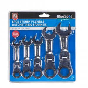 5PCE Flexible Head Stubby Ratchet Spanner Set