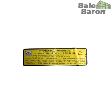 Sticker for steering tank