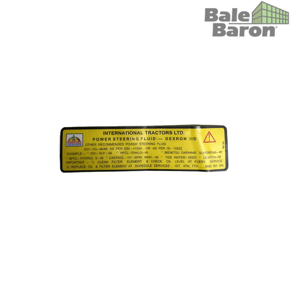 Sticker for steering tank