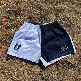 Scrase Farms X Hexby Blue/White Harlequin Shorts