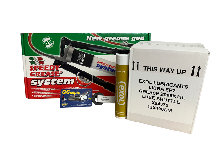 Special Offer - Speedy Grease Gun, G Coupler, Lubeshuttle Adaptor and Multipurpose Grease Cartridge (x12 Screw-in Type)