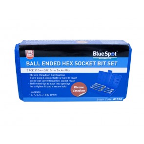 BlueSpot 7 Pce 3/8" Drive Extra Long Ball Ended Hex Socket Bit Set (H3-H10)