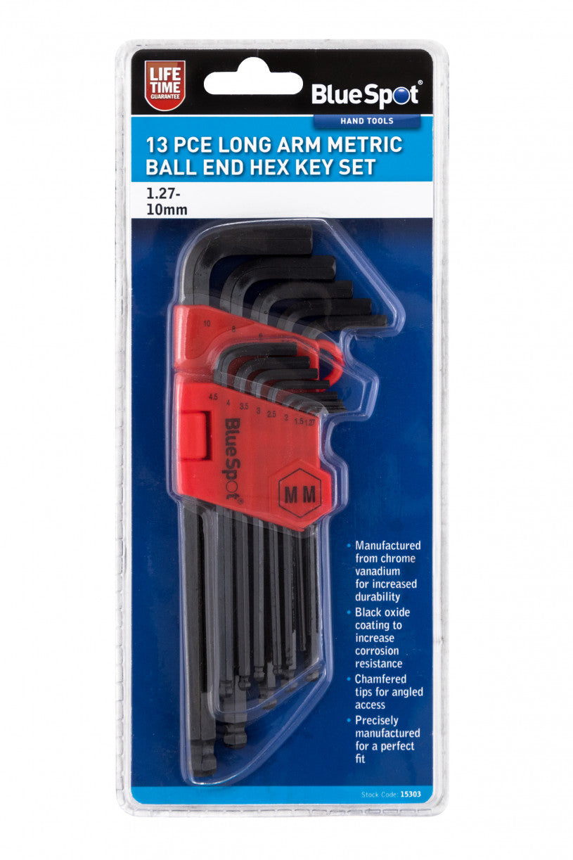 13PCE Long Arm Metric Ball End Hex Key Set (1.27-10mm)