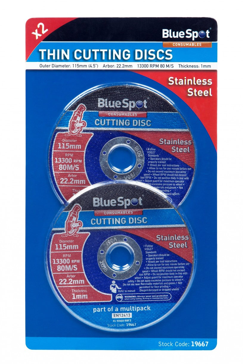 Twin Pack 115mm (4.5") Stainless Steel Cutting Discs