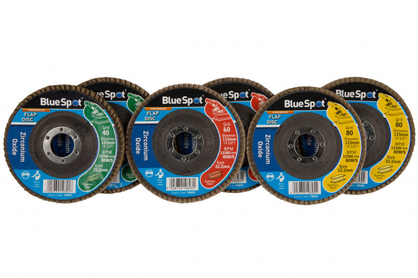 6 PCE 115mm (4.5") Zirconium Oxide Flap Disc Set