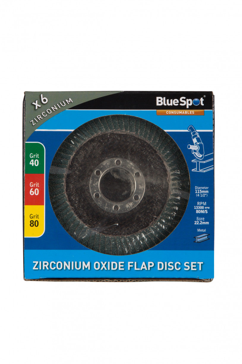 6 PCE 115mm (4.5") Zirconium Oxide Flap Disc Set