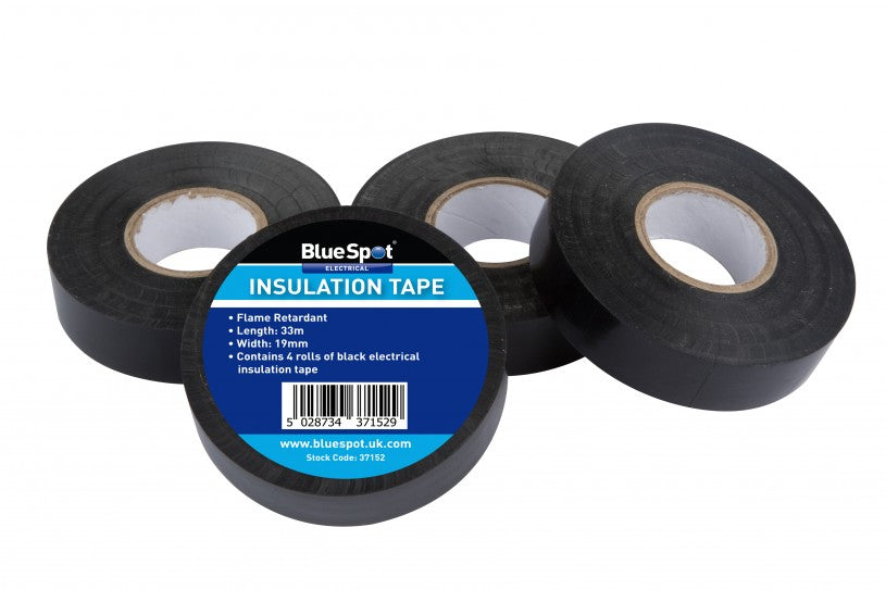 BlueSpot 4 Pack 33m Black Electrical Insulation Tape