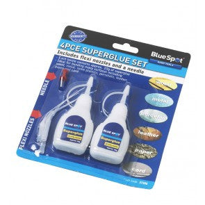 BlueSpot 4 Pce Super Glue With Flexi Nozzles And Needle