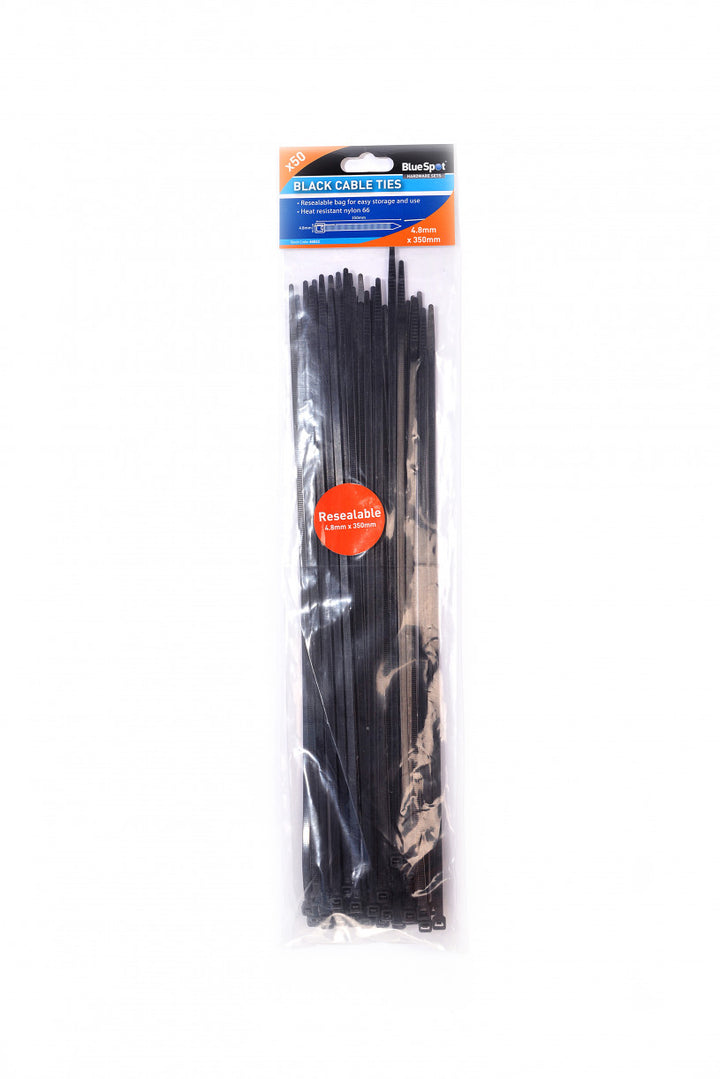 50 PCE 4.8mm x 350mm Black Cable Ties