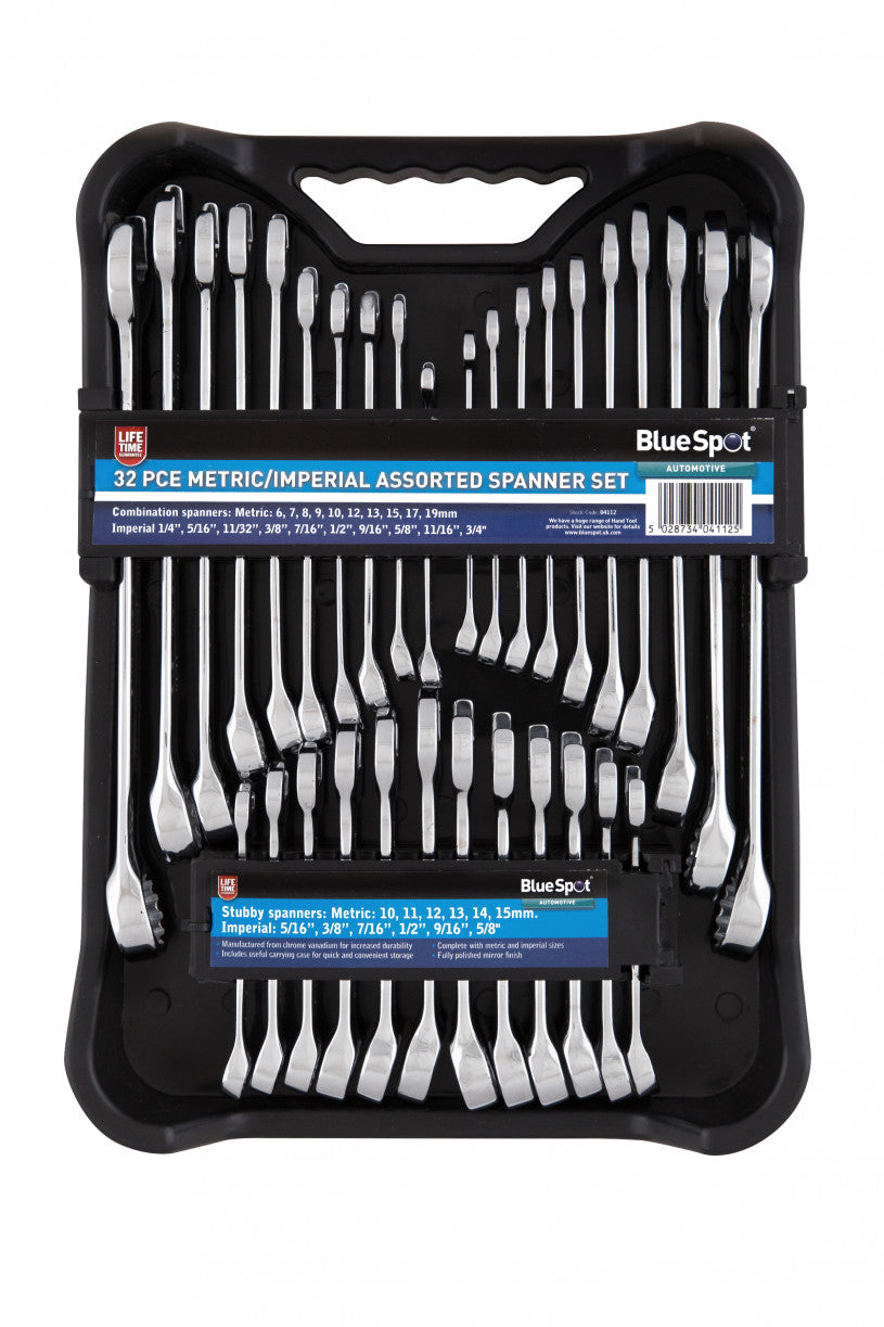 32PCE Metric/Imperial Assorted Spanner Set (6-19mm)(1/4"-5/8")