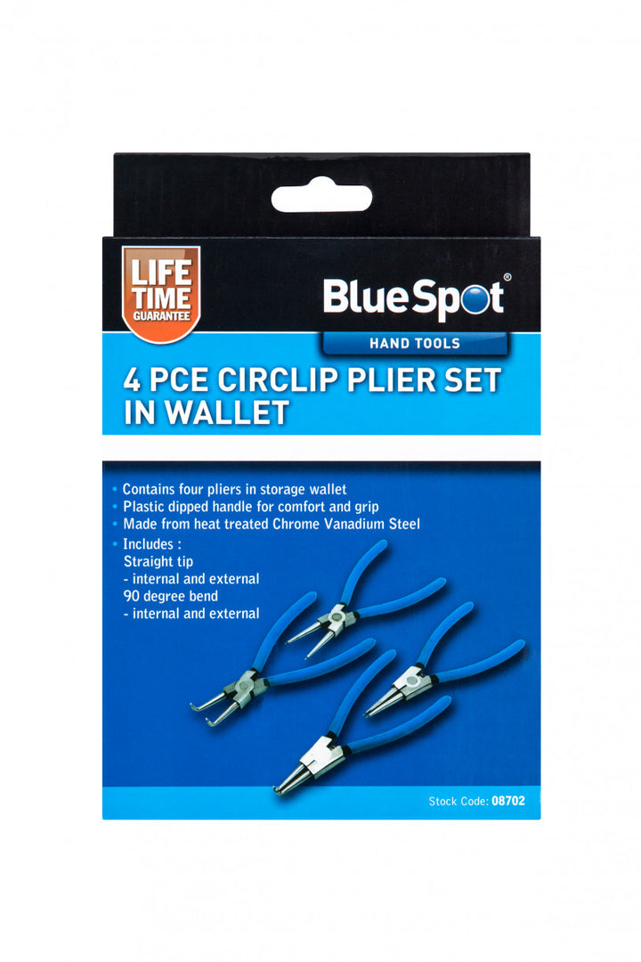 BlueSpot 4 Pce 150mm (6") Circlip Plier Set